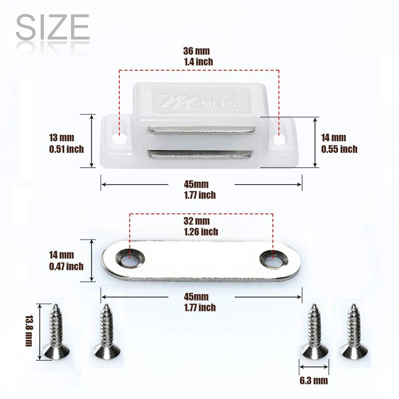 Renashed 12Pack Magnetic Door Catch - 15lb High Magnetic Plastic Heavy Duty Latch for Kitchen Bathroom Cupboard Wardrobe Closet Closures Cabinet Door Drawer Magnets Screws Included - Image 2